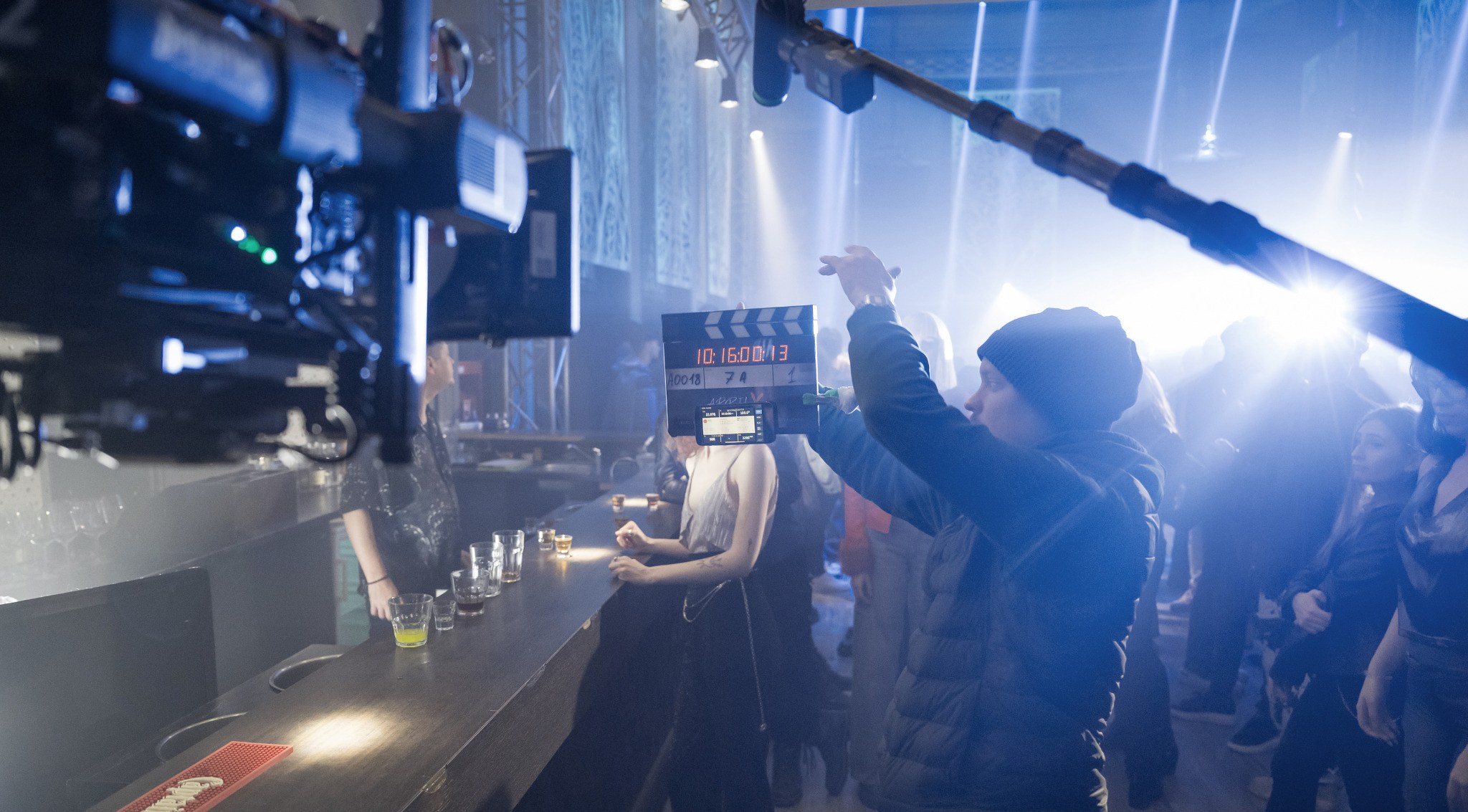 Behind-the-scenes photograph from the production of April X.