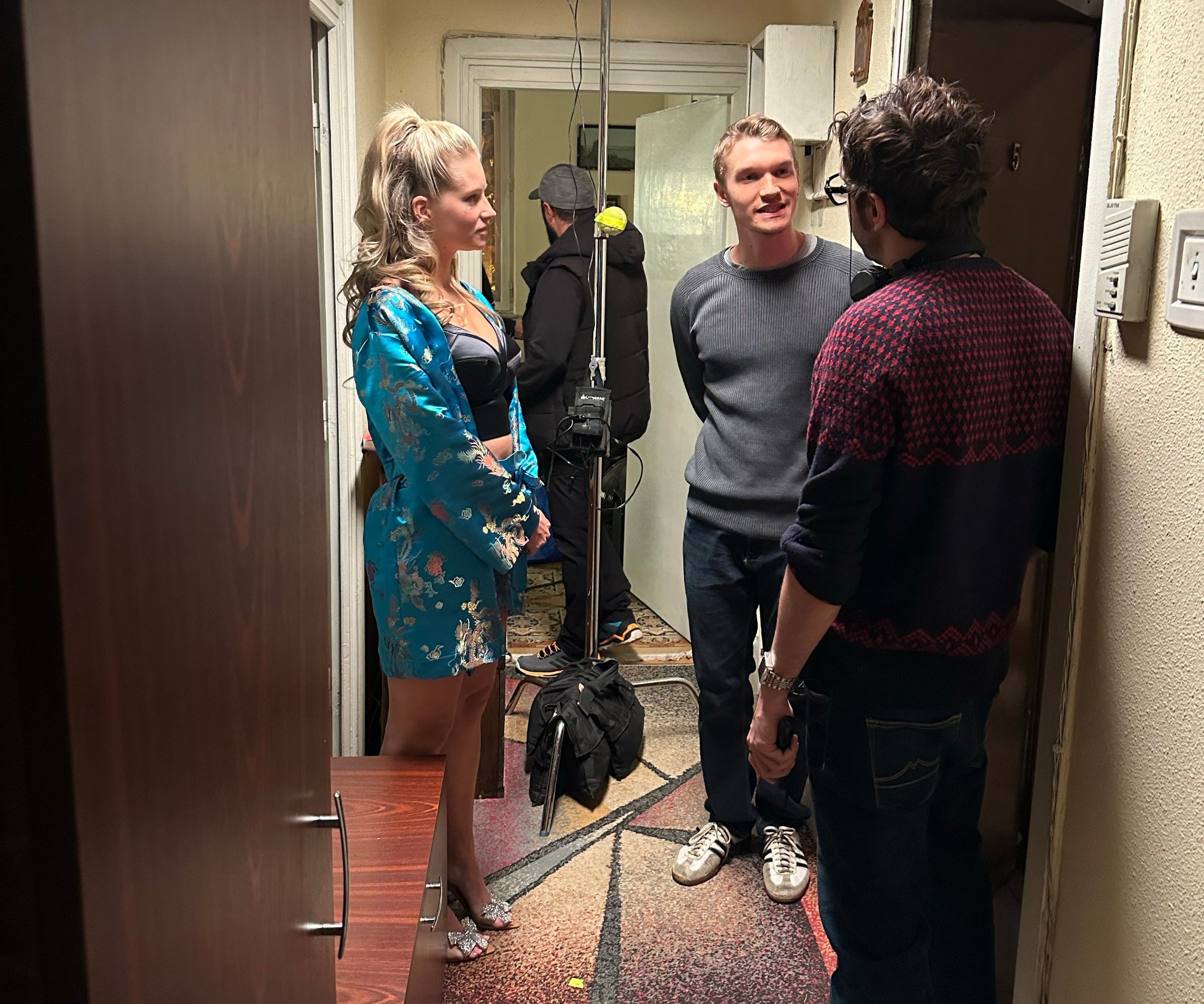 Behind-the-scenes photograph from the production of April X.