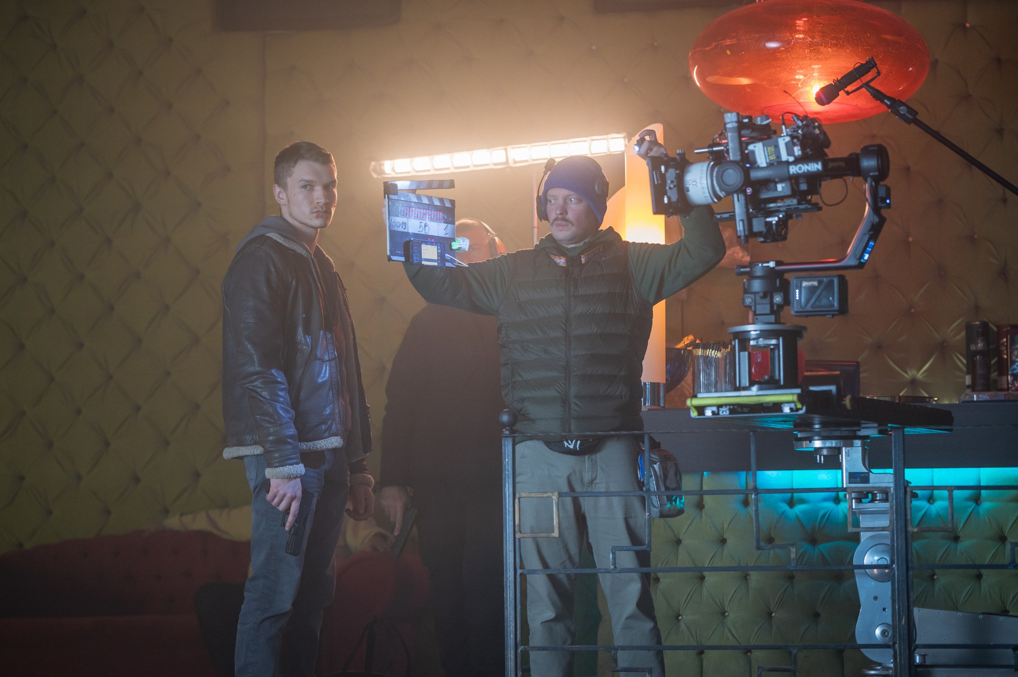 Connor Storrie behind the scenes during the production of April X.