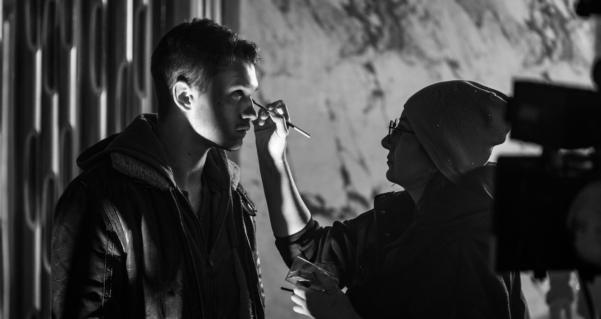 Connor Storrie behind the scenes during the production of April X.