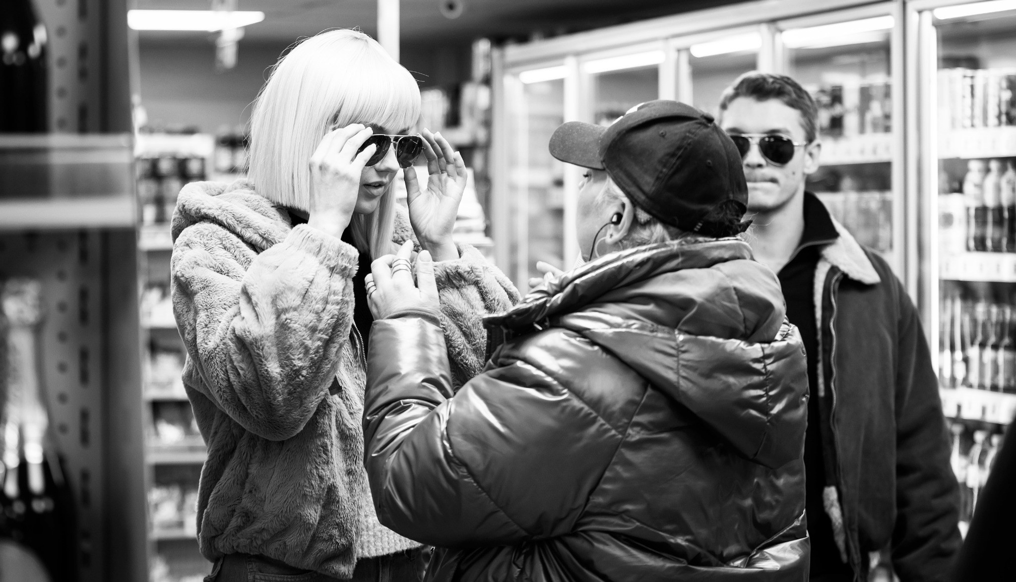 Connor Storrie and Lilly Krug behind the scenes during the production of April X.