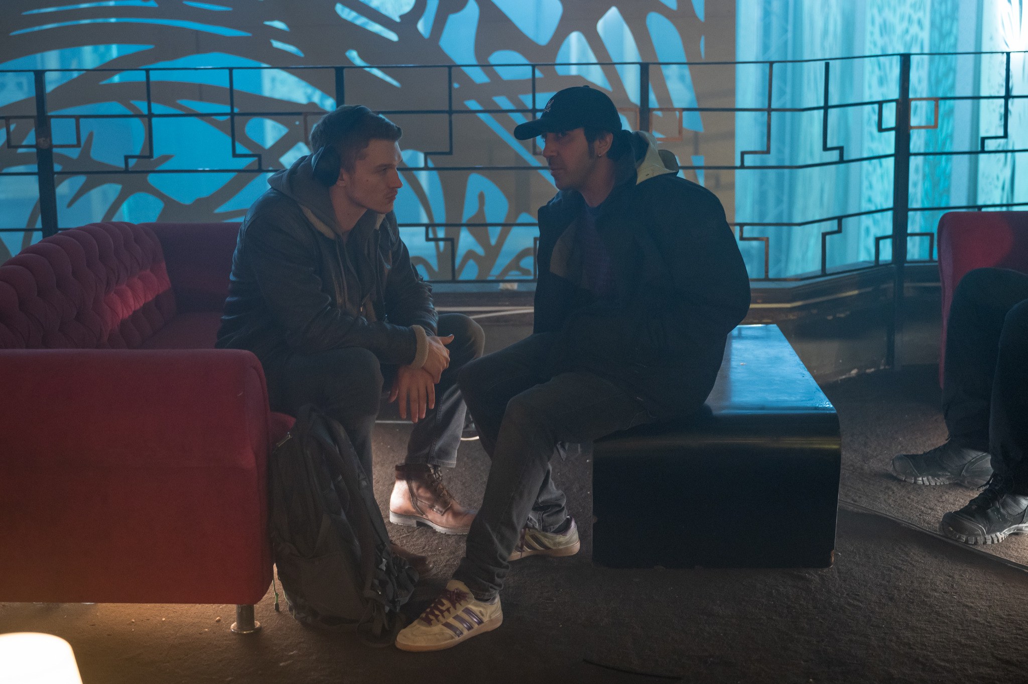 Michel K. Parandi and Connor Storrie behind the scenes during the production of April X.