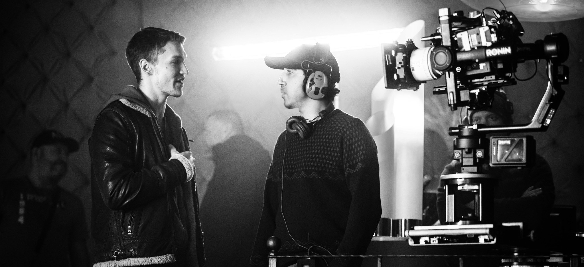 Michel K. Parandi and Connor Storrie behind the scenes during the production of April X.