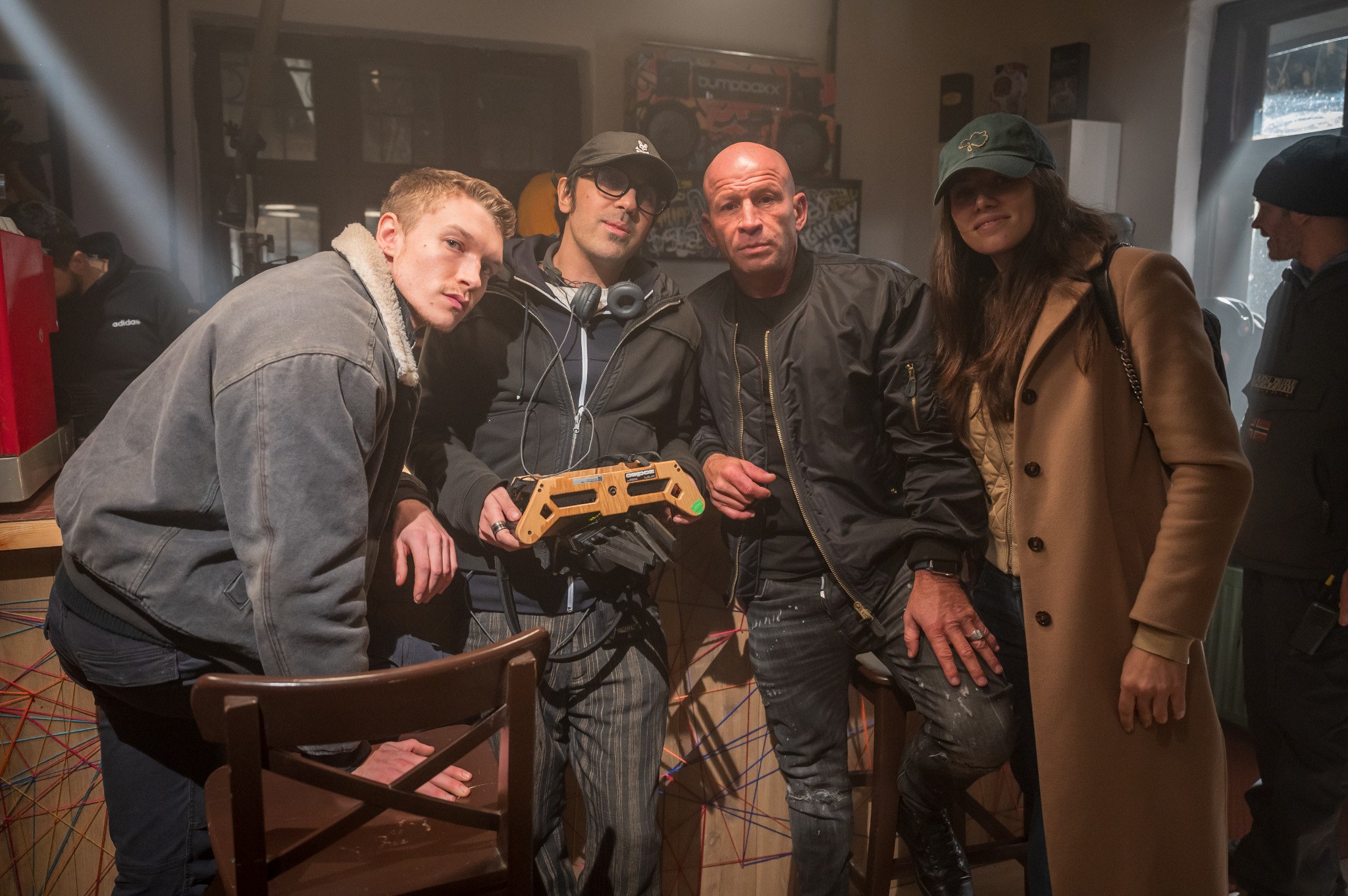 Michel K. Parandi and Connor Storrie behind the scenes during the production of April X.